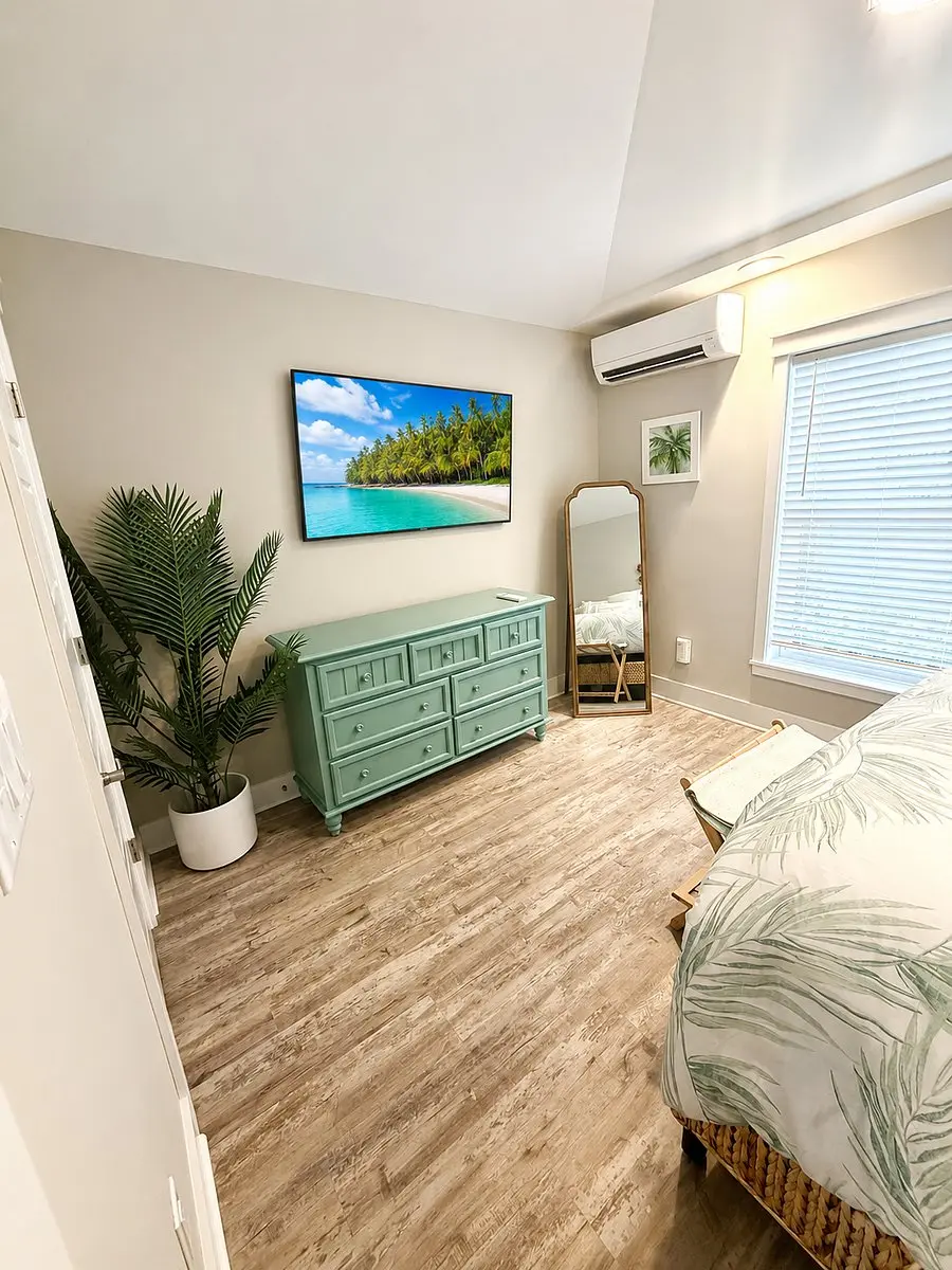 Bedroom dresser and smart TV at Aqua Paradise, Islamorada, Florida Keys