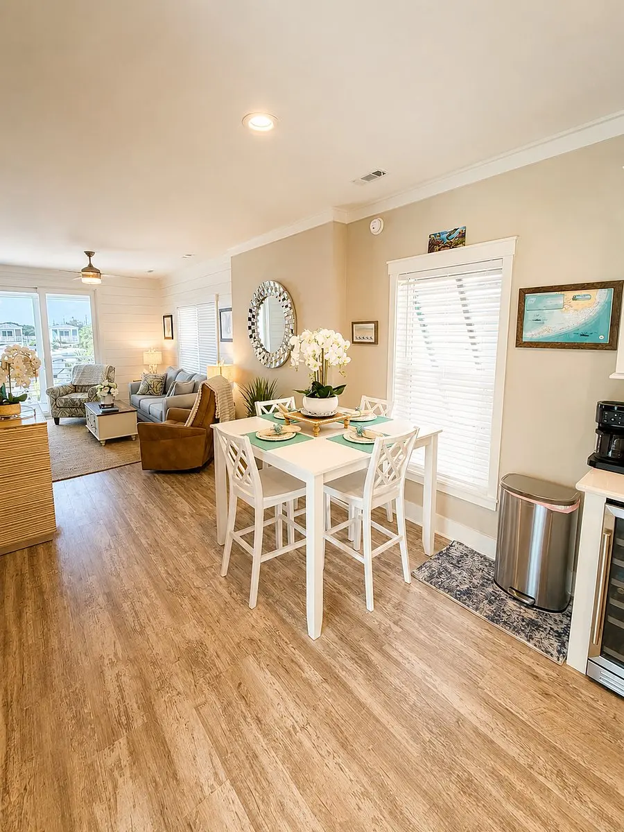 Open living and dining area at Aqua Paradise, Islamorada, Florida Keys