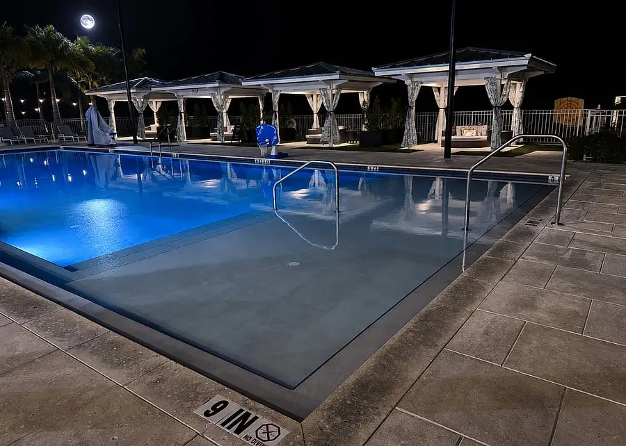 Resort pool at night at Aqua Paradise, Islamorada, Florida Keys