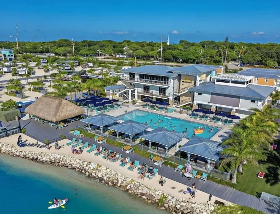 Resort pool and waterfront at The Castaway II, Islamorada, Florida Keys