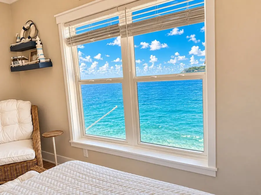 Bedroom window overlooking the ocean at VellaMar, Islamorada, Florida Keys