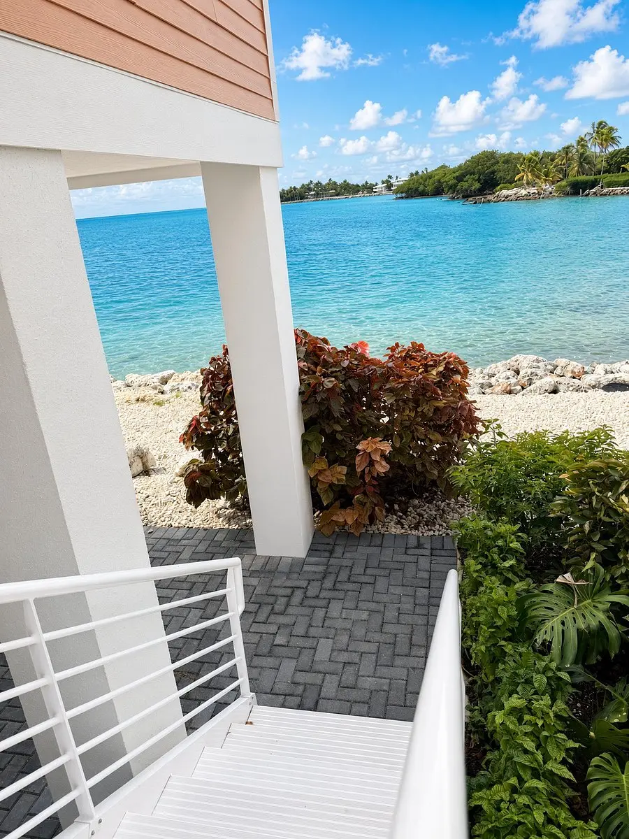 Entry stairs and ocean view at VellaMar, Islamorada, Florida Keys