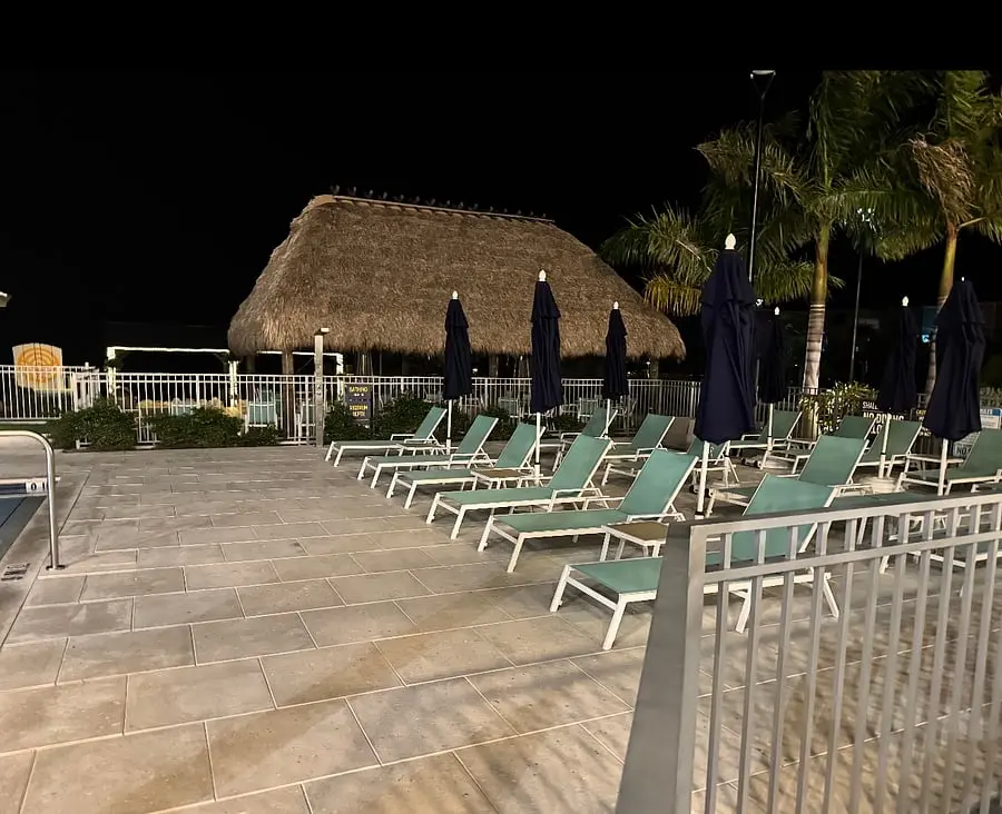 Pool deck at night at VellaMar, Islamorada, Florida Keys