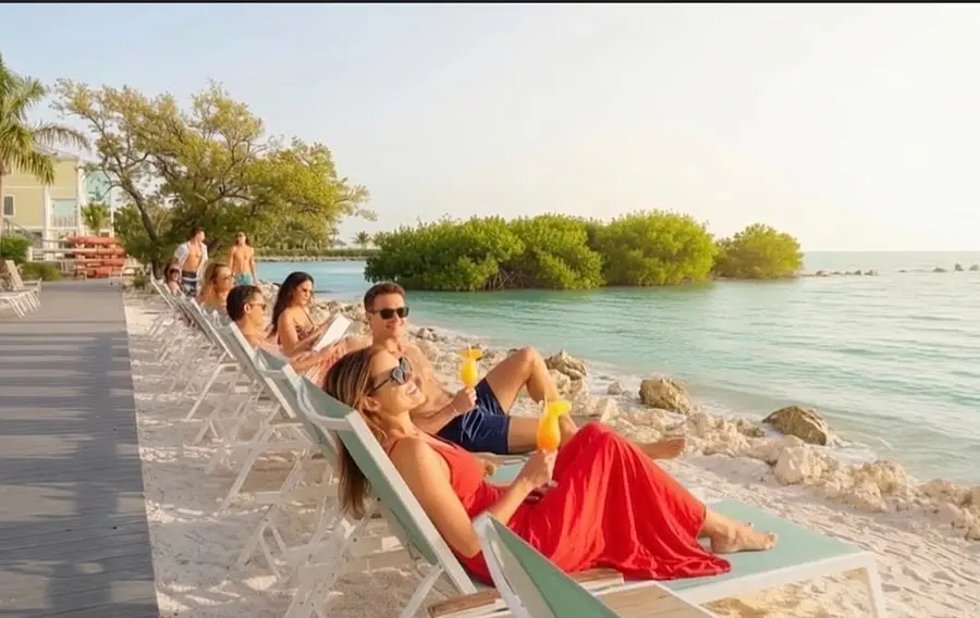 Resort sunning beach at VellaMar, Islamorada, Florida Keys