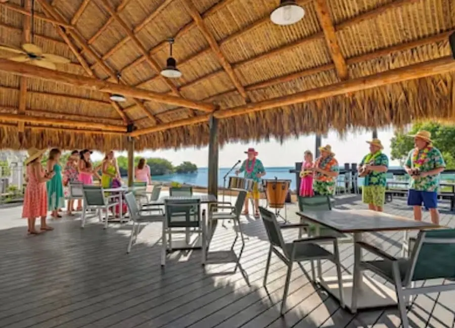 Live music under the tiki at VellaMar, Islamorada, Florida Keys